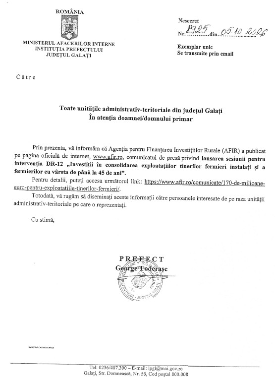 ANUNT AFIR-SESIUNE PT INTERVENTIA DR-12